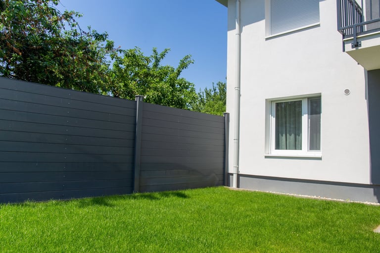 Modern privacy fence as garden or property boundary